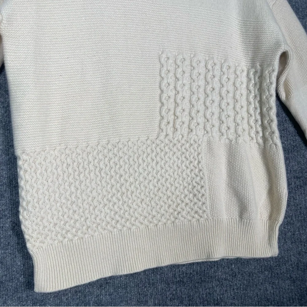 Nordstrom Womens Medium 100% Cashmere Ivory Knit 3D Patchwork Turtleneck Sweater